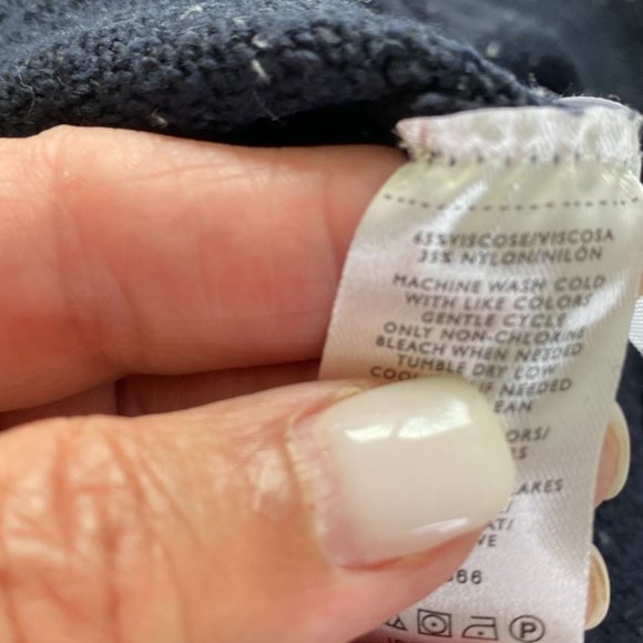 Loft Oversized Navy with White Flecks Coastal Knit Turtleneck Sweater Size S - Picture 6 of 11